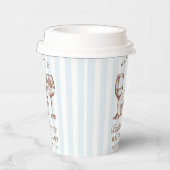 Bachelorette Retro Westerne Blauwe & Bruine Strepe Papieren Bekers (Rechts)