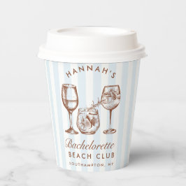 Bachelorette Retro Westerne Blauwe & Bruine Strepe Papieren Bekers