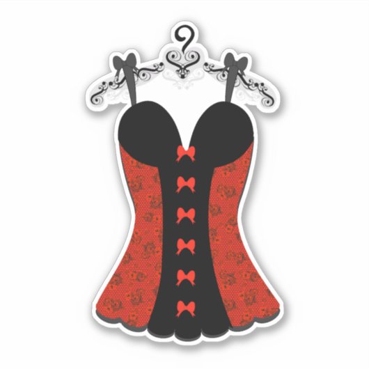 Bachelorette Rood en Zwart Lingerie Sticker (Voorkant)