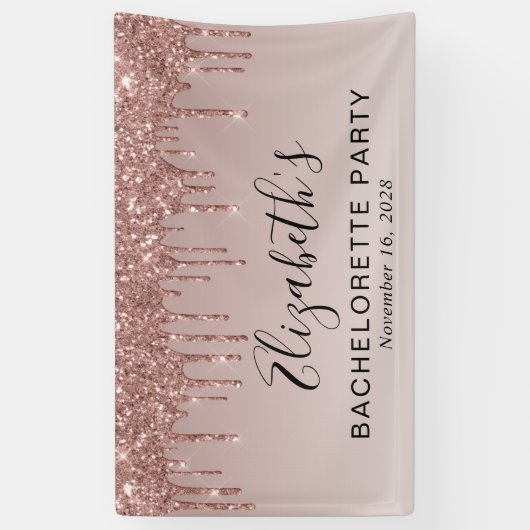 Bachelorette Roos Gold Glitter Spandoek (Verticaal)