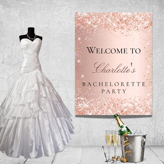 Bachelorette roos gouden brute glitter welkom poster