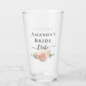 Bachelorette roos gouden florale bruidegom tribe glas (Achterkant)