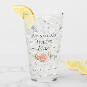 Bachelorette roos gouden florale bruidegom tribe glas