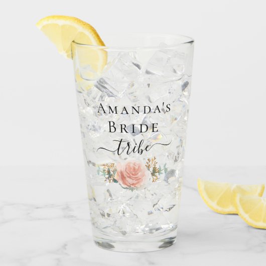 Bachelorette roos gouden florale bruidegom tribe glas (Voorkant ijs)