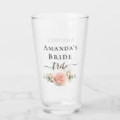 Bachelorette roos gouden florale bruidegom tribe glas (Voorkant)