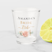 Bachelorette roos gouden florale bruidegom tribe shot glas (Voorkant)