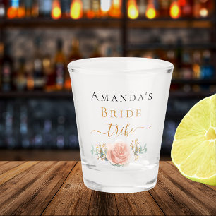 Bachelorette roos gouden florale bruidegom tribe shot glas