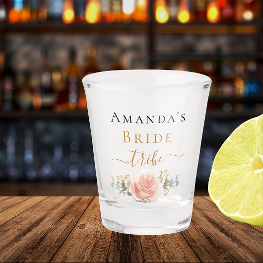 Bachelorette roos gouden florale bruidegom tribe shot glas