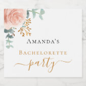 Bachelorette roos goudfloreucalyptus sparkling wijnetiket (Enkel label)