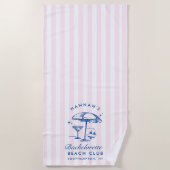 Bachelorette Roze & Blauw Moderne Strandhanddoek Strandlaken (Voorkant)