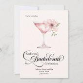 Bachelorette Roze Bloemen Cocktail Spa Trip Kaart (Voorkant)