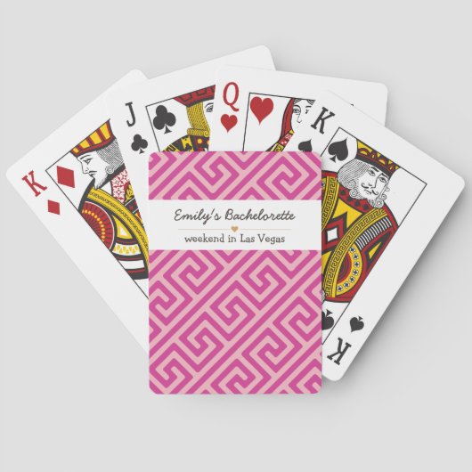 Bachelorette Roze Geometrisch Patroon Pokerkaarten (Achterkant)
