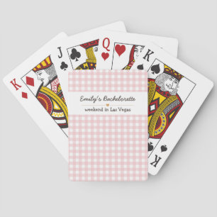Bachelorette Roze Gingham Patroon Pokerkaarten