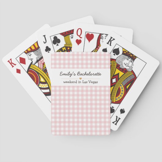 Bachelorette Roze Gingham Patroon Pokerkaarten (Achterkant)