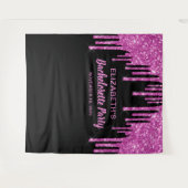 Bachelorette Roze Glitter Persoonlijke Zwarte Wandkleed (Voorkant (horizontaal))