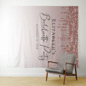 Bachelorette Roze Goud Glitter Personaliseerbaar Wandkleed (In Situ (horizontaal))