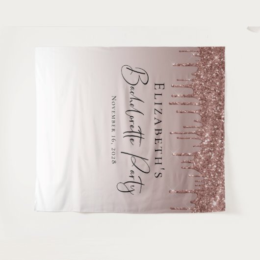 Bachelorette Roze Goud Glitter Persoonlijk Wandkleed (Voorkant (horizontaal))