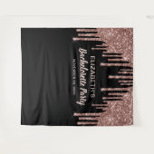 Bachelorette Roze Goud Glitter Persoonlijke Zwarte Wandkleed (Voorkant (horizontaal))