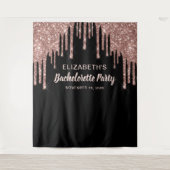 Bachelorette Roze Goud Glitter Persoonlijke Zwarte Wandkleed (Voorkant)