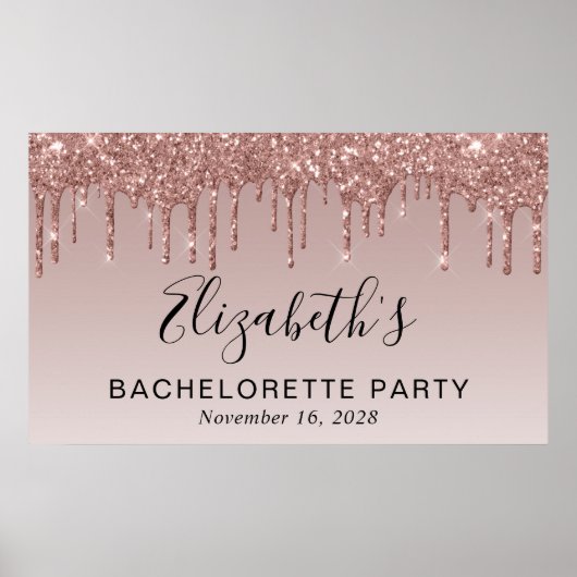 Bachelorette Roze Goud Glitters Poster (Voorkant)