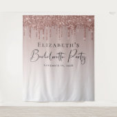 Bachelorette Roze Gouden Glitters Met Naam Er Op Wandkleed (Voorkant)