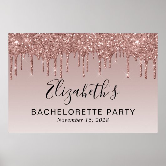 Bachelorette Roze Gouden Glitters Poster (Voorkant)
