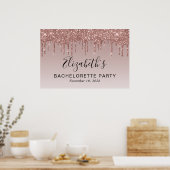 Bachelorette Roze Gouden Glitters Poster (Keuken)