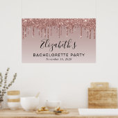 Bachelorette Roze Gouden Glitters Poster (Keuken)
