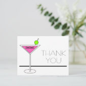 Bachelorette Roze Martini Cocktail Party Bedankt Briefkaart (Staand voorkant)