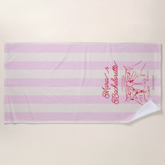 Bachelorette Roze Moderne Strandtowel Strandlaken (Voorkant)