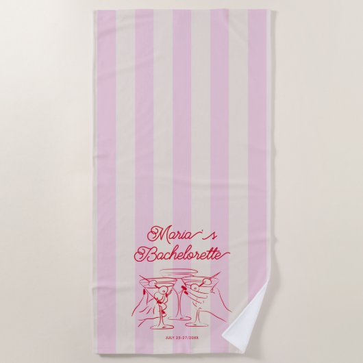 Bachelorette Roze Moderne Strandtowel Strandlaken (Voorkant)