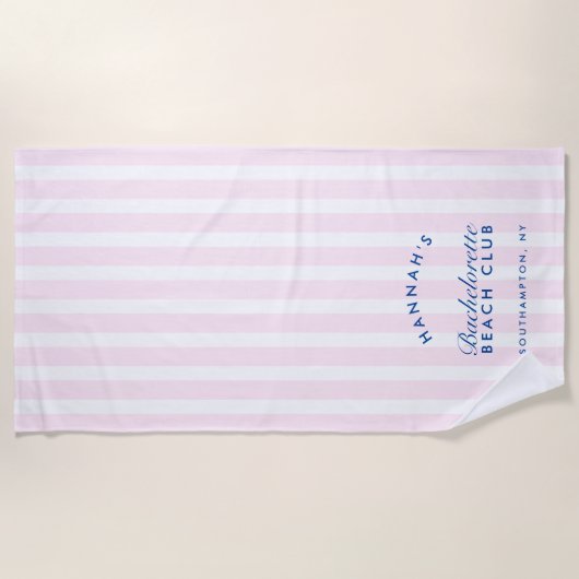 Bachelorette Roze & Navy Retro Modern Strandlaken (Voorkant)