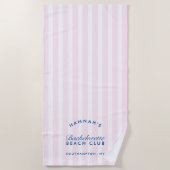 Bachelorette Roze & Navy Retro Modern Strandlaken (Voorkant)