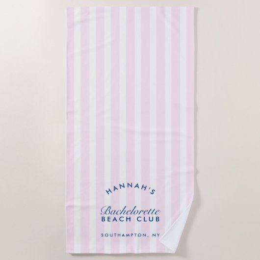 Bachelorette Roze & Navy Retro Modern Strandlaken (Voorkant)