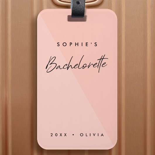 Bachelorette Roze Perzik | Minimalistische Moderne Bagagelabel