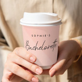 Bachelorette Roze Perzik | Minimalistische Moderne Papieren Bekers