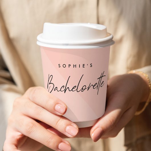 Bachelorette Roze Perzik | Minimalistische Moderne Papieren Bekers