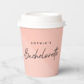 Bachelorette Roze Perzik | Minimalistische Moderne Papieren Bekers (Voorkant)