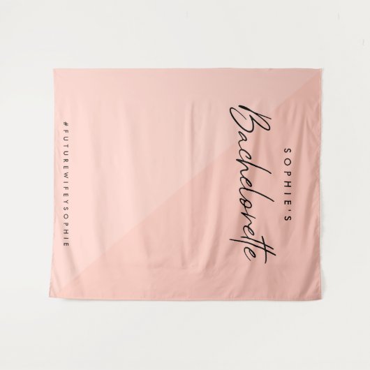 Bachelorette Roze Roze | Minimaal Fotobackdrop Wandkleed (Voorkant (horizontaal))