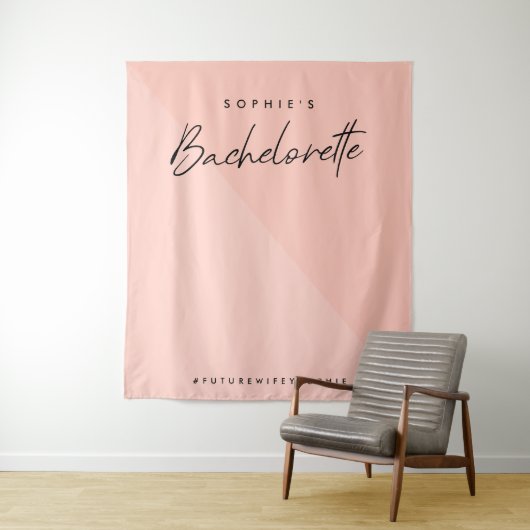 Bachelorette Roze Roze | Minimaal Fotobackdrop Wandkleed (In situ)