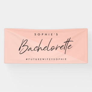 Bachelorette Roze Roze   Pastel Minimalistische Mo Spandoek