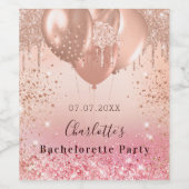 Bachelorette roze roze roze roze goudballon wijn etiket (Enkel label)