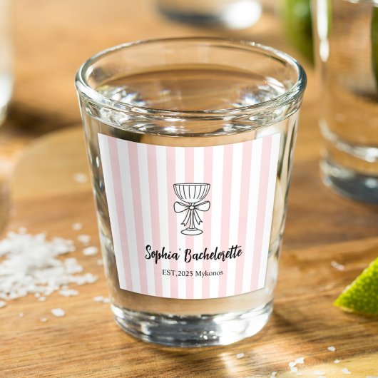 Bachelorette roze strepen | Custom Shot Glas