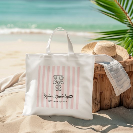 Bachelorette Roze Strepen | Persoonlijk Geschenk Tote Bag