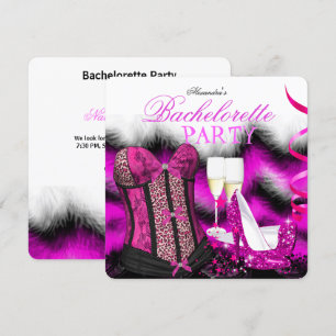 Bachelorette Roze Veer Korset Champagne Hoge Hakke Kaart