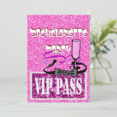 Bachelorette roze vip uitnodiging (Staand voorkant)