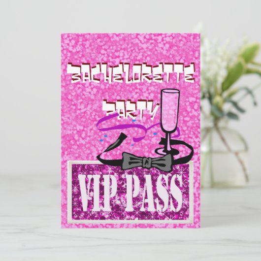 Bachelorette roze vip uitnodiging (Staand voorkant)