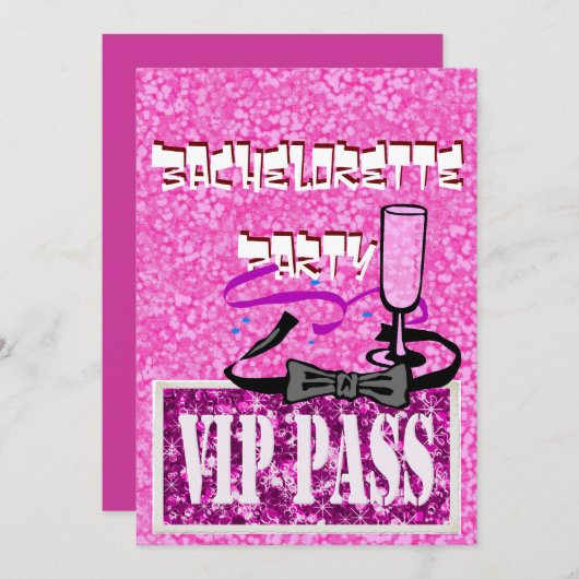 Bachelorette roze vip uitnodiging (Voorkant / Achterkant)
