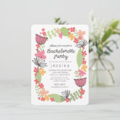 Bachelorette Rustic Floral Border Kaart (Staand voorkant)