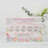 Bachelorette Rustic Vrijgezellenfeest Itinerary Co Programmakaart (Staand voorkant)